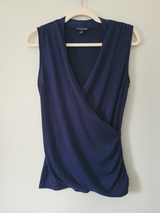 41 Hawthorn Tops - Sleeveless Wrap-Front Camisole in Soft Navy - 41 Hawthorn - Size S